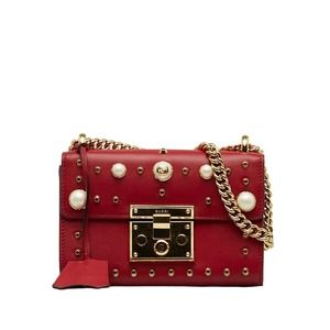 Gucci Paddock Leather Shoulder Bag Red